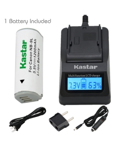 Kastar Ultra Fast Charger (3X Faster) Kit and Battery (1-Pack) for NB-9L and PowerShot N, N2, SD4500, SD4500 is, ELPH 510 HS, ELPH 520 HS, ELPH 530 HS Cameras