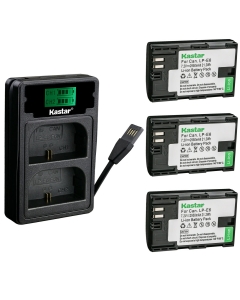 Kastar 3 Pack Battery and Charger with Miro USB/Type-C Input Compatible with Canon LP-E6 LP-E6N Blackmagic Pocket Cinema Camera 4K Marshall On-Camera HDMI Monitor IKAN On-Camera HDMI Monitor