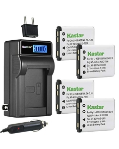 Kastar 4-Pack Battery and LCD AC Charger Compatible with Agfa Agfaphoto Optima 100 102 103 104 3, Optima 830 UW, 830UW Aldi Traveler IS-12, IS12, SW-12, SW12, Touch one, UW-8, UW8