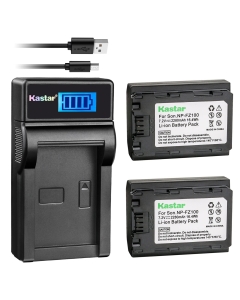 Kastar Battery (X2) & Slim LCD Charger Replacement for Sony NP-FZ100 BC-QZ1 and Sony Alpha 9, Sony A9, Sony Alpha 9R, Sony A9R Digital Camera