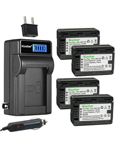 Kastar 4-Pack VW-VBK180 Battery and LCD AC Charger Compatible with Panasonic SDR-T71, SDR-T71K, SDR-T76, SDR-T76K, SDR-T95, HC-V10, HC-V10EB-K, HC-V10EB-R, HC-V10EG-K, HC-V10EG-R, HC-V10GK, HC-V10K