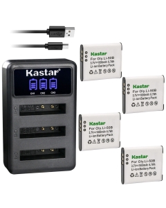 Kastar 4 Pack Battery and LCD Triple USB Charger Compatible with Kodak LB-050 LB-052 Battery, PixPro FZ151, Kodak PixPro FZ152, Pixpro FZ201,Pixpro SL10 Smart Lens,Pixpro SL25 Smart Lens,Pixpro SPZ1