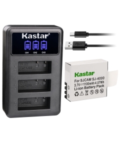 Kastar 1 Pack SJ4000 Battery and LCD Triple USB Charger Compatible with Eken H8, Eken H8 Pro, Eken H8R, Eken H9, Eken H9R, EKO Full HD 1080p WiFi, EKO HD 720p, EKO Ultra HD 4K WiFi Camera