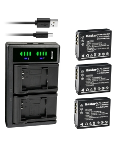 Kastar 3-Pack CGA-S007 Battery and LTD2 USB Charger Compatible with Panasonic CGA-S007 CGA-S007A CGA-S007A/1B CGA-S007E, CGR-S007, DMW-BCD10 Battery, Panasonic DE-A26, DE-A45, DE-A45BC, DE-A46 Charger
