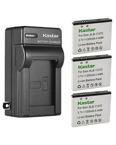 Kastar 3-Pack Battery and AC Wall Charger Replacement for Samsung SLB-1137C SLB1137C Battery, Samsung i7, Samsung Digimax i7 Camera