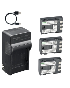 Kastar 3-Pack Battery and AC & USB-C Charger, Compatible with Canon NB-2L NB2LH EOS 350D 400D Rebel XT XTi PowerShot G7 G9 S80 VIXIA HF R10 R100 HV20 HV30 Elura 80 Optura 60 ZR850 MD160 MVX350i Camera