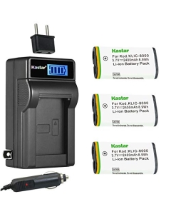 Kastar 3-Pack DB-50 Battery and LCD AC Charger Compatible with Ricoh DB-50 DB50 Battery, Ricoh BJ-5 BJ5 Charger, Ricoh Caplio R1, Caplio R1S, Caplio R1V, Caplio R2, Caplio RZ1 Camera
