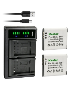 Kastar 2-Pack Battery and LTD2 USB Charger Compatible with Pentax Optio I-10, Optio RZ10, Optio RZ18, Megazoom X70, Optio WG-1, Optio WG-1 GPS, Optio WG-2, Optio WG-2 GPS, Optio WG-3, Optio WG-3 GPS