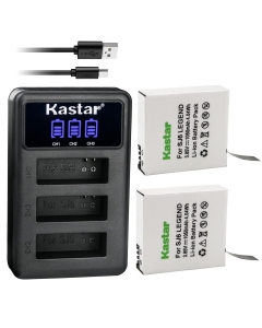 Kastar 2 Pack Battery and LCD Triple USB Charger Compatible with SJCAM SJ6 Legend SJCAM SJ 6 Battery, SJCAM SJ6 Legend 4K Action Camera, SJCAM SJ6 Legend Sport Camera, SJCAM SJ6 Pro 4K Action Camera