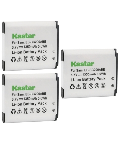 Kastar Battery 3-Pack Replacement for Samsung EB-BC200, EB-BC200ABE, EB-BC200ABK, EB-BC200ABUGUS, GH43-04604A, Samsung Gear 360, SM-C200, SM-C200NZWAXAC, SM-C200NZWAXAR (US Model), MSIP-CMM-SEC-SMC200