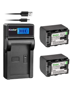 Kastar 2X Battery + Slim LCD Charger for JVC BN-VG121 BNVG121 BN-VG107 BN-VG107U BN-VG108E BN-VG108U BN-VG114 BN-VG114AC VG114E VG114U VG121AC VG121 VG121U BN-VG138 VG138E VG138U GZ EX310 HM890 MG980