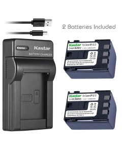 Kastar Battery (X2) & Slim USB Charger for Canon BP-2L12 BP-2L14 BP-2L15 BP-2L24 BP-2L5 NB-2L12 NB-2L14 NB-2L NB-2LH and DC310 DC330 Elura 60 Vixia HG10 HV20 HV30 ZR100 ZR200 ZR300 ZR500 ZR600 ZR800