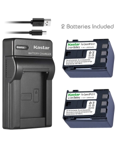 Kastar Battery (X2) & Slim USB Charger for Canon BP-2L12 BP-2L14 BP-2L15 BP-2L24 BP-2L5 NB-2L12 NB-2L14 NB-2L NB-2LH and DC310 DC330 Elura 60 Vixia HG10 HV20 HV30 ZR100 ZR200 ZR300 ZR500 ZR600 ZR800