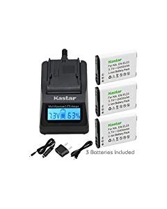 Kastar Ultra Fast Charger (3X Faster) Kit and Battery (3-Pack) for Nikon EN-EL23, MH-67 Work with Nikon Coolpix P600, S810c Digital Cameras