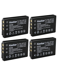 Kastar 4-Pack Rechargeable Battery Replacement for Minolta NP-120 NP120 Battery, Minolta MN35Z 20MP 35X Bridge Digital Camera