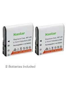 Kastar 2-Pack NP-40 Battery for Casio NP-40 CNP40 & Kodak LB-060 AZ521 AZ361 AZ501 AZ522 AZ362 AZ526, HP D3500 SKL-60 V5060H V5061U Cameras and SUN06 YCO6 Full HD Portable Camcorders