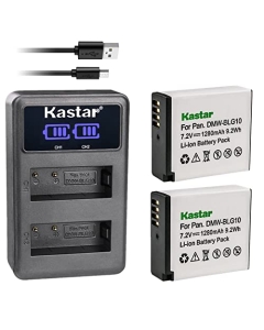 Kastar 2-Pack DMW-BLG10 Battery and LED2 USB Charger Compatible with Panasonic Lumix DMC-GF3W, Lumix DMC-GF5, Lumix DMC-GF6, Lumix DMC-GF6K, Lumix DMC-GF6R, Lumix DMC-GF6T, Lumix DMC-GF6W Camera