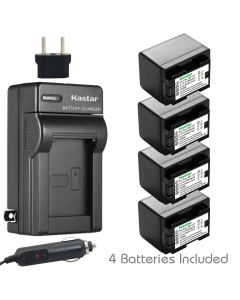 Kastar Battery 4-Pack and Charger Kit for BP-727, BP-718, VIXIA HF M50, HF M52, HF M500, HF R30, HF R32, HF R40, HF R42, HF R50, HF R52, HF R60, HF R62, HF R300, HF R400, HF R500, HF R600