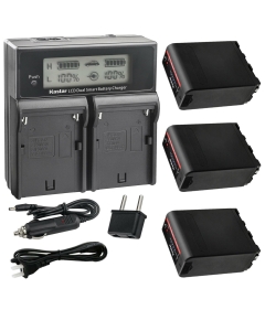 Kastar 3-Pack NP-F990EXP Battery and CH04 Dual Fast Charger Compatible with Sony CCD-TRV87 CCD-TRV88 CCD-TRV90 CCD-TRV91 CCD-TRV92 CCD-TRV93 CCD-TRV930 CCD-TRV94 CCD-TRV940 CCD-TRV95 CCD-TRV97 Camera