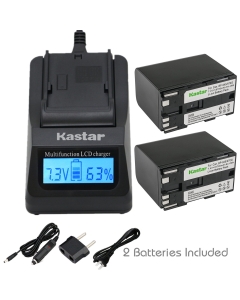 Kastar Fast Charger + Battery 2-Pack for Canon BP-970G BP-975 & EOS C100, EOS C100 Mark II, EOS C300 C300 PL, EOS C500 C500 PL GL2 XF100 XF105 XF200 XF205 XF300 XF305 XH A1S, XH G1S, XL H1A XL H1S XL2