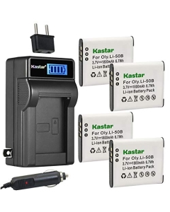 Kastar 4-Pack D-Li92 Battery and LCD AC Charger Compatible with Pentax Optio I-10, Optio RZ10, Optio RZ18, Megazoom X70, Optio WG-1, Optio WG-1 GPS, Optio WG-2, Optio WG-2 GPS Digital Cameras