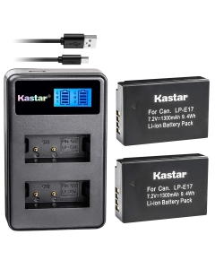 Kastar Battery (X2) & Slim LCD Dual Charger for LP-E17, LC-E17, LC-E17C and EOS M3, EOS Rebel T6i, EOS Rebel T6s, EOS 750D, EOS 760D, EOS 8000D, Kiss X8i