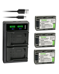 Kastar 3-Pack Battery and LTD2 USB Charger Replacement for Sony DCR-SR50, DCR-SR60, DCR-SR70, DCR-SR80, DCR-SR90, DCR-SR100, HDR-HC3, HDR-HC3E, DCR-DVD103, DCR-DVD105, DCR-DVD202, DCR-DVD203