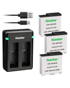 Kastar 3-Pack Battery and Dual USB Charger Compatible with Insta360 Ace Pro Battery and Insta360 Ace Pro Action Camera