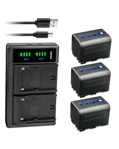 Kastar 3-Pack NP-QM71D Battery and LTD2 USB Charger Compatible with Sony CCD-DVD91 CCD-HC14 CCD-HC15 CCD-HC88 CCD-PC6 CCD-PC8 CCD-PC9 CCD-PC100 CCD-PC101 CCD-PC103 CCD-PC104 CCD-PC105 CCD-PC110 Camera