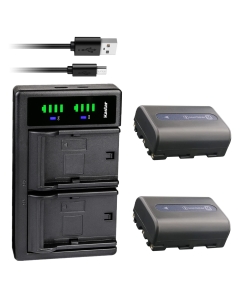 Kastar 2-Pack Battery + LTD2 Dual USB Charger for NP-FM50 NP-FM30 NP-FM51 NP-QM50 NP-QM51 NP-FM55H and Sony CCD-FRV DCR-PC DCR-TRV DCR-DVD DSR-PDX GV HVL Series Camera Camcorder