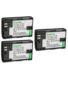 Kastar 3-Pack LP-E6 Battery Replacement for Canon EOS R, EOS Ra, EOS R5, EOS R6, EOS 90D, XC10, XC15, EOS 5D Mark II, EOS 5D Mark III, EOS 5D Mark IV, EOS 5DS, EOS 5DS R Camera
