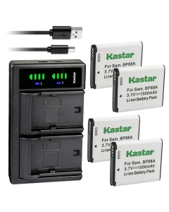 Kastar 4-Pack Battery and LTD2 USB Charger Replacement for Samsung EA-BP88A EABP88A, BP-88A BP88A Battery, Samsung DV200, DV300, DV300F, DV305, DV305F Digital Cameras