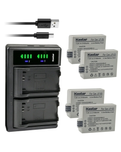 Kastar 4-Pack Battery and LTD2 USB Charger Replacement for Canon LP-E5 LPE5 Battery, Canon LC-E5, LC-E5C, LC-E5E Charger, Canon EOS Rebel XSi, EOS Rebel XS, EOS Rebel T1i, EOS 450D, EOS 500D Cameras