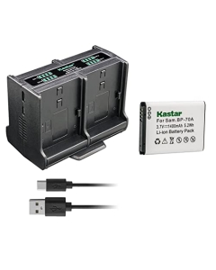 Kastar 1-Pack BP-70A Battery and Quadruple Charger Compatible with Samsung ES78, ES80, ES81, ES90, ES91, ES95, ES96, ES99, MV800, PL100, PL101, PL120, PL121, PL170, PL171, PL20, PL200, PL201 Camera