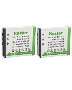 Kastar FNP-50 Battery 2-Pack Replacement for Fujifilm NP-50, NP-50A Battery, BC-50, BC-45W Charger, Fujifilm Instax Share SP-3 Smartphone Portable Wireless Mobile Printer