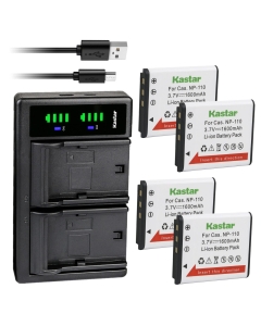 Kastar 4-Pack Battery and LTD2 USB Charger Compatible with Casio NP-110 NP-160 Battery, Casio Exilim EX-FC200S, Exilim EX-Z2000, Exilim EX-Z2200, Exilim EX-Z2300, Exilim EX-Z3000 Cameras
