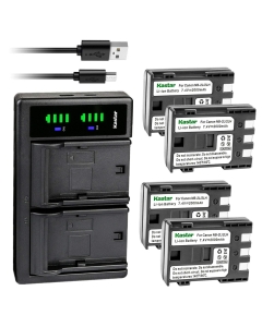 Kastar 4-Pack Battery and LTD2 USB Charger Replacement for Canon iVIS DC310, iVIS DC320, iVIS DC330, iVIS DC410, iVIS DC420, iVIS HG10, iVIS HV20, iVIS HV30, IXY DV3, IXY DVM3, IXY DV5, IXY DV5-BL