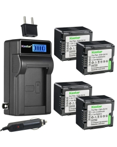 Kastar 4-Pack CGA-DU14 Battery and LCD AC Charger Compatible with Panasonic CGA-DU14, CGR-DU14, CGA-DU21, CGR-DU21 Battery, Panasonic VSK0631, VSK0650, VSK0651 VSK0651B DE-974GC, PV-DAC14D Charger