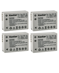 Kastar 4-Pack NB-10L Battery 7.4V 1400mAh Replacement for Canon PowerShot G1 X, PowerShot G3 X, PowerShot G15, PowerShot G16, PowerShot SX40 HS, PowerShot SX50 HS, PowerShot SX60 HS Camera