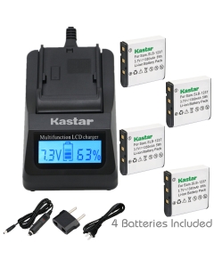 Kastar Fast Charger Kit and SLB1237 Battery (4-Pack) for Samsung SLB-1237 and Digimax L55 Digimax L55W Digimax L85 Epso L500V Cameras