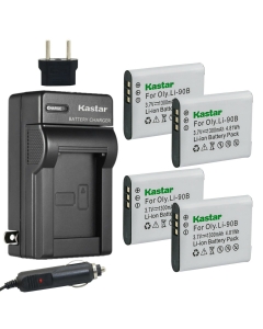 Kastar Battery (4-Pack) and Charger Replacement for Olympus LI-90B, LI-92B, UC-90, Olympus SH-1, SH-50 iHS, SH-60, SP-100, SP-100EE, Tough TG-1 iHS, Tough TG-2 iHS, Tough TG-3, XZ-2 iHS Cameras