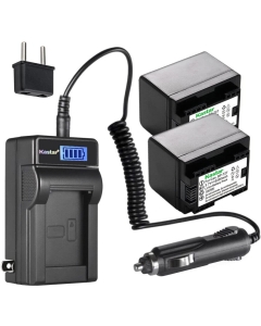 Kastar 2-Pack BP-727 Battery and LCD AC Charger Compatible with Canon BP-708 BP708, BP-709 BP709, BP-718 BP718, BP-727 BP727, US 6055B002 Battery, Canon CG-700 CG700 Charger