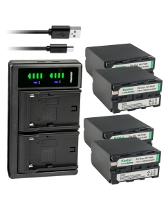 Kastar NP-F990 Battery 4-Pack and LTD2 USB Charger Compatible with Sony HXR-MC2000 HXR-MC2500 HXR-NX100 HXR-NX3 HXR-NX5 HXR-NX5R MPK-DVF4 MVC-CD1000 MVC-CD400 MVC-CHF81 MVC-CKF81 MVC-FD100 Camcorder