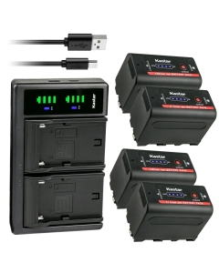 Kastar 4-Pack Battery NP-F780Exp and LTD2 USB Charger Compatible with Kinefinity KineKIT Edge Camera Cage, Desview R5, 5.5 inch Touchscreen On-Camera Field Monitor, HDR/3D-Luts/Dual-use Battery System
