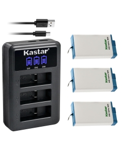 Kastar 3 Pack Battery and LCD Triple USB Charger Compatible with GoPro Max SPCC1B, ACDBD-001 ACBAT-001 ACCBAT-001, CHDHZ-201 CHDHZ201 Battery, GoPro MAX 360 Waterproof Degree 5.6K Action Camera