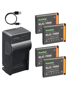 Kastar 4-Pack Battery and AC & USB-C Charger, Compatible with Kodak KLIC-7006 LB-012 for EasyShare M22 M23 M200 M522 M530 M550 M575 M580 M883 M5350 M5370 and PixPro FZ51 FZ53 FZ55 SL5