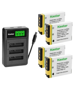 Kastar 4-Pack Battery with Triple Charger for Kodak KLIC-7003 GE GB-40, Kodak EasyShare M380 M381 M420 V803 V1003 Z950 Z950 is MD81, GE A830 E1030 E1035 E1040 E1050 E1055 E1235 E1240 E850 H855
