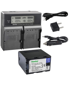 Kastar LCD Dual Fast Charger & Battery 1x for JVC SSL-JVC70 SSL-JVC75 BN-S8I50 GY-HMQ10 GY-LS300 GY-HM200 GY-HM200HW GY-HM200U GY-HM600 GY-HM600E GY-HM620U GY-HM650 GY-HM650SC GY-HM650U GY-HM660SC