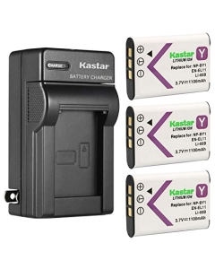 Kastar 3-Pack Battery and AC Wall Charger Replacement for Sony NP-BY1 NPBY1 Battery, Sony Mini HDR-AZ1 Mini HDR-AZ1vb Mini HDR-AZ1vr Video Cameras