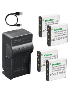Kastar 4-Pack Battery and AC & USB-C Charger, Compatible with Samsung SLB-1237 Epson EU-94 Sigma BP-31 for Digimax L55 L85 L500V DP1 DP2 Cameras